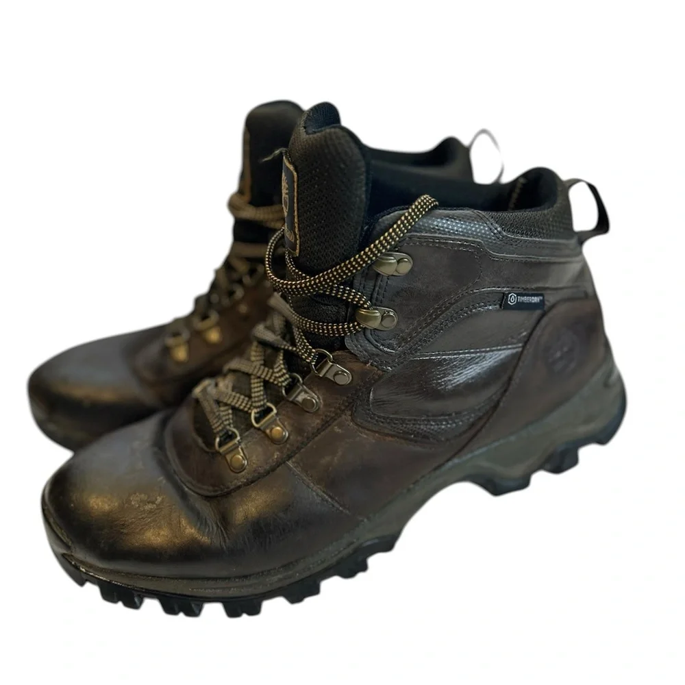 Timberland Brown Waterproof hiking boots leather lace up outdoor trail boots Men